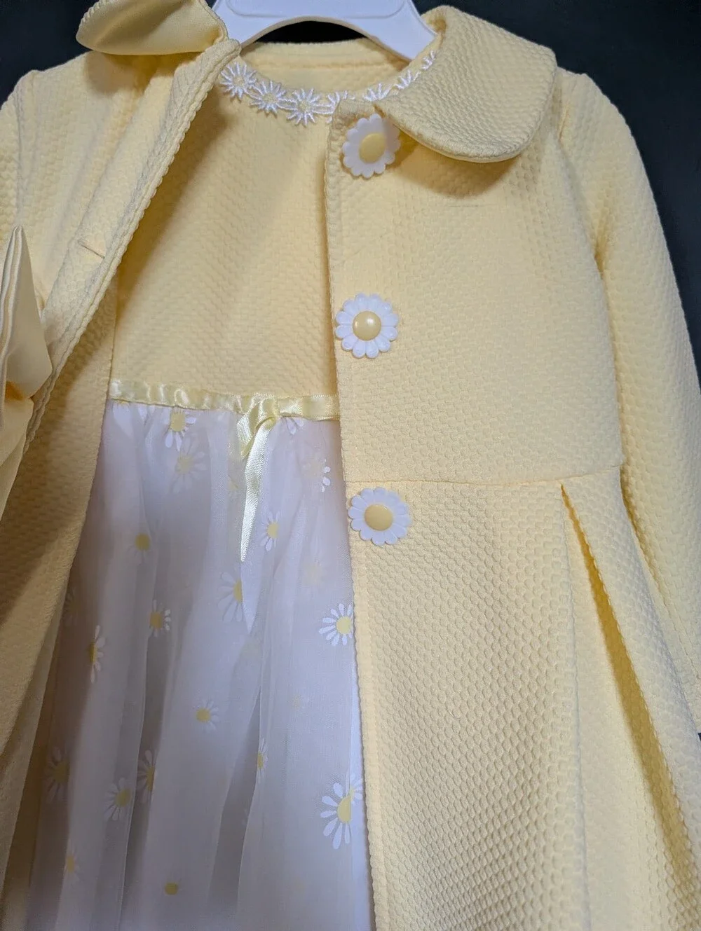 Blueberi Girls Yellow Daisy Dress And Matching Coat